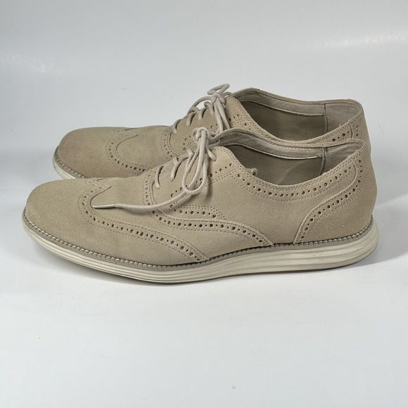 Cole Haan Lunargrand Wingtip Cream Beige Suede Shoes C24917  Mens Size 10 M main image 8